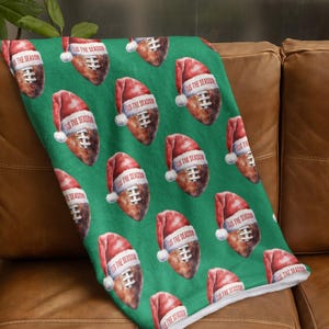季節のフットボールブランケット - クリスマスホリデーのホームデコレーションや寝具に最適なベルベットのプラッシュスロー