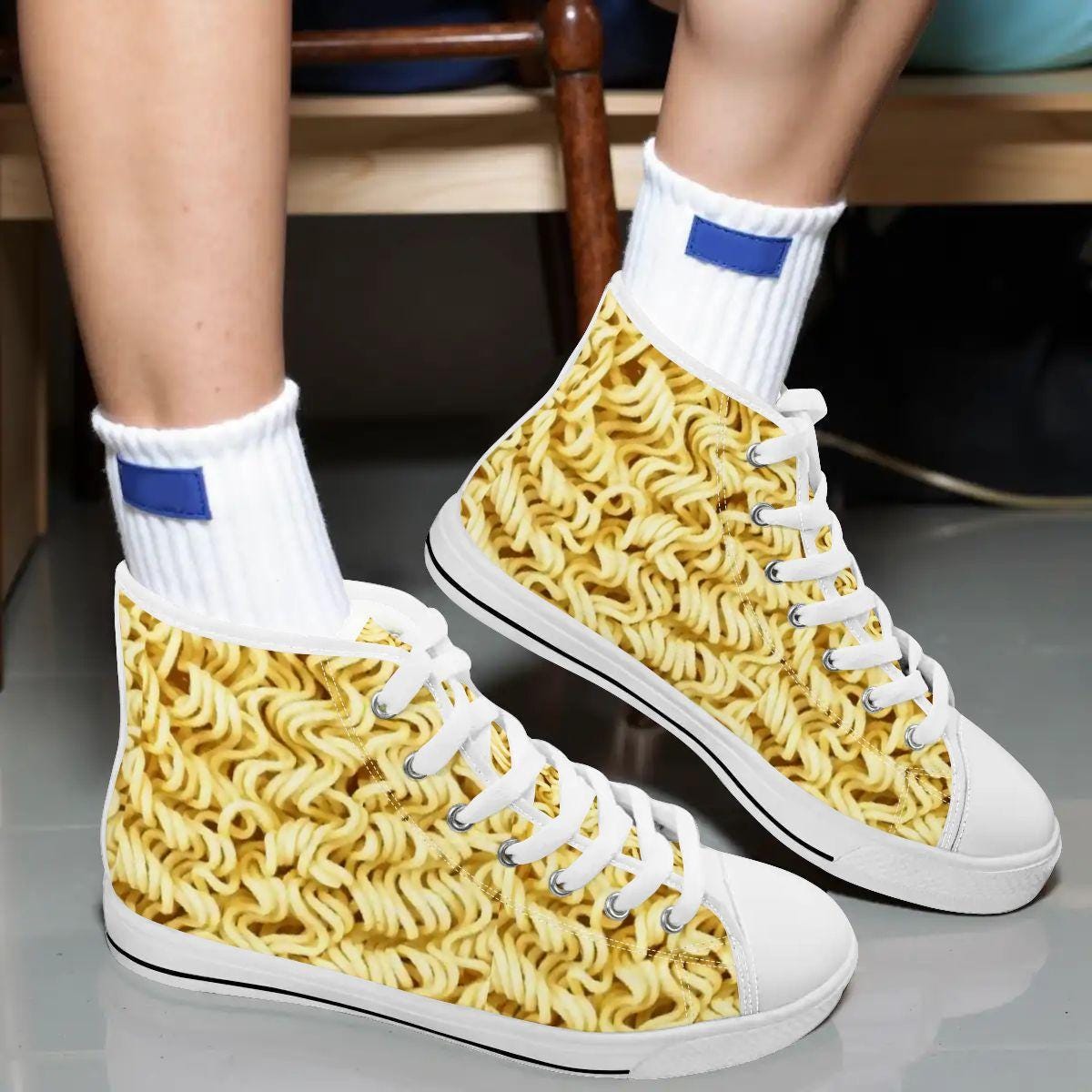 Ramen Noodles Women's High Top Canvas Shoes - Funny Foodie Gift -…
