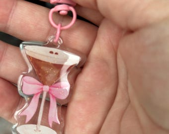 Espresso Martini Keychain - Cute Coquette Martini Bag Charm