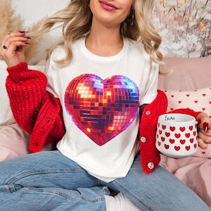 Disco Heart T-shirt - Valentine&#39;s Day Tees - Disco Ball Tops