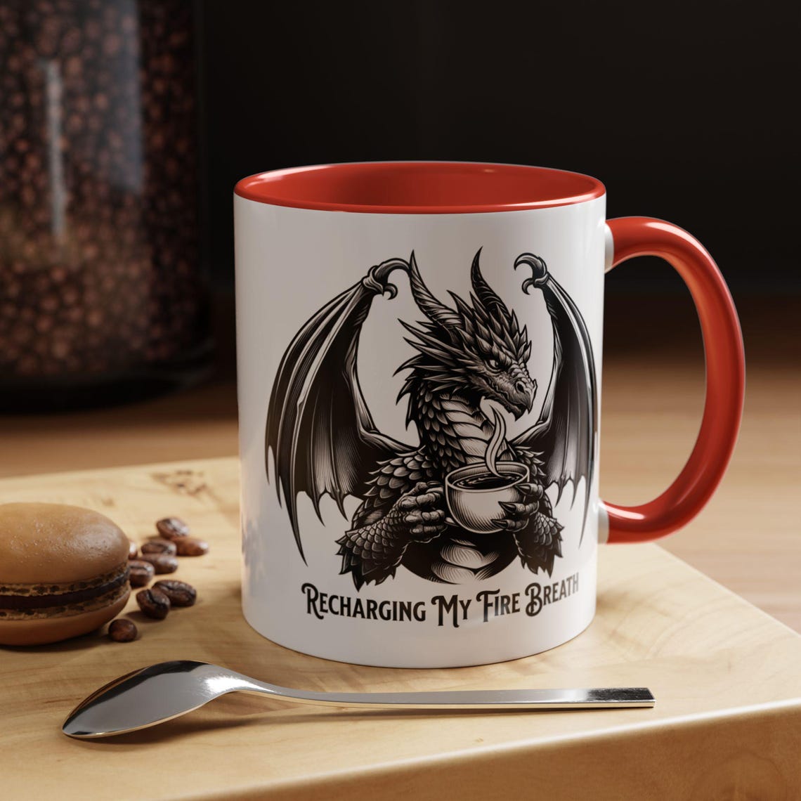 Recharging My Fire Breath Coffee Mug - Dragon Lover Gift - Whimsigoth ...