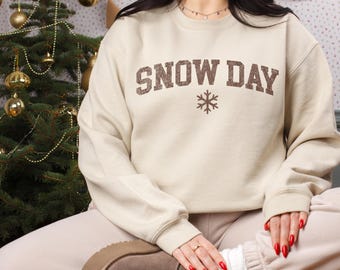 Snow Day Unisex Sweatshirt - Fleece Winter Pullover - Christmas Holiday Sweaters