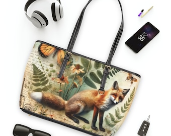 Fox Shoulder Bag - Faux Leather Cottagecore Purse - Forestcore Bags - 2 Sizes