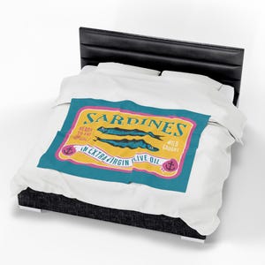 Manta de felpa con estampado de sardinas en conserva - Acogedora manta de terciopelo para amantes del marisco - Decoración náutica playera - Regalo ideal para la abuela costera imagen 13