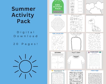 Attività estive per bambini, Attività del campo estivo, Pacchetto attività, Attività estive, Stampabile estate, Giochi per le vacanze estive, Pacchetto attività estive