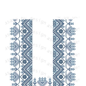 Digital print of Traditional Blue color Palestinian tatreez