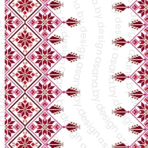 Palestinian Tatreez in red variation