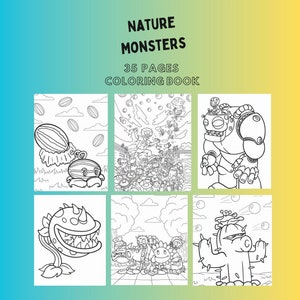 Nature Monsters Coloring Book | 35 Themed Coloring Sheets | Print at Home