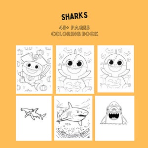 Sharks Coloring Book | 45+ Themed Coloring Sheets | Print at Home