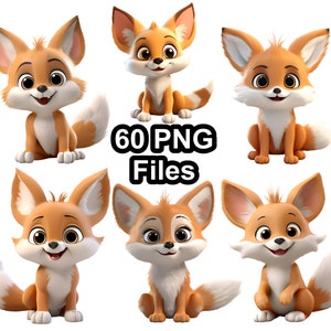 60 Cute Fox PNG Clipart - Funny Fox - Commercial Use - Digital Download - High Quality PNGs with Transparent Background