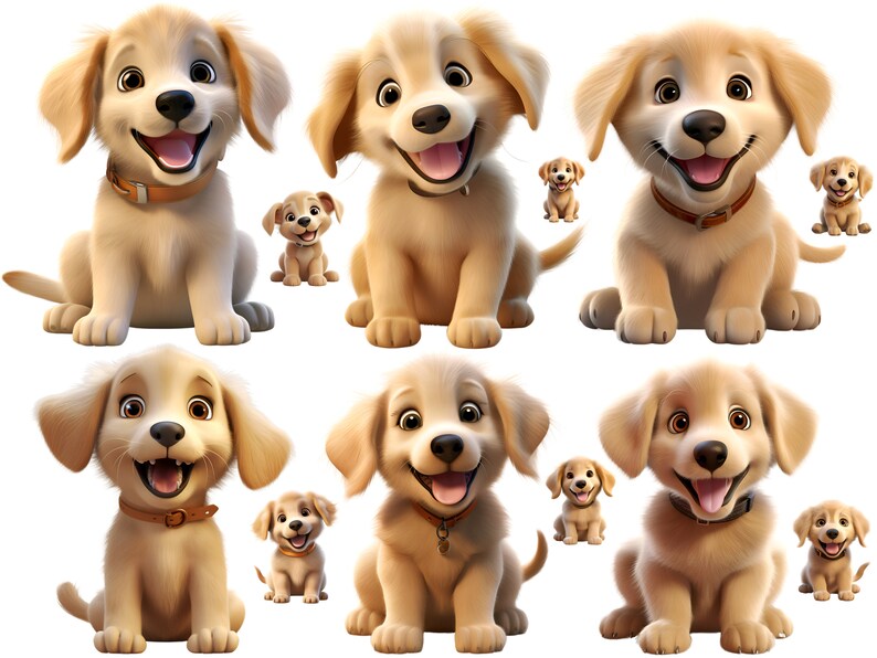 150 Cute Dog Puppy PNG Clipart Golden Retriever Dog Bundle Pet Clipart ...