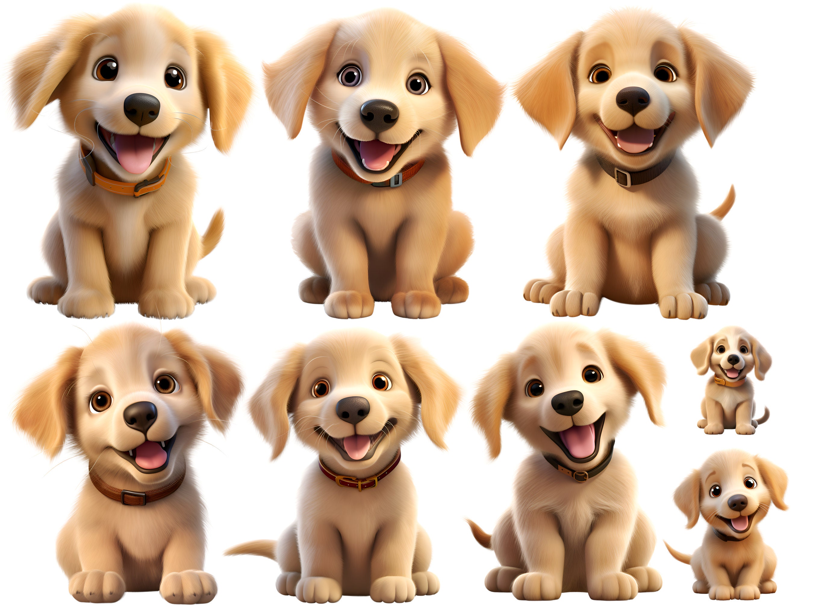 150 Cute Dog Puppy PNG Clipart - Golden Retriever Dog Bundle - Pet ...