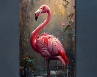 Pink Flamingo Canvas Print, Tropical Bird Wall Art, Summer Vibe Animal Decor