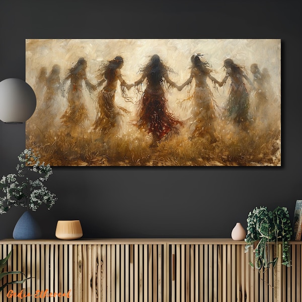 Sacred Native Women Sun Dance Canvas Print | Spiritual Sisterhood Ceremony Wall Art
