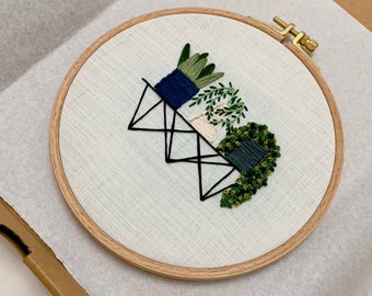 Handmade cactus embroidery hoop