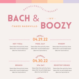 Bach and Boozy Bachelorette Reiseplan