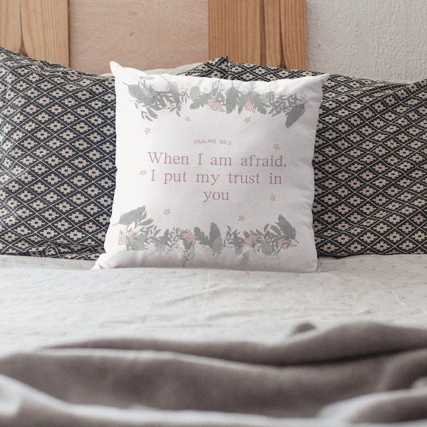 Psalms Pillow Cover, Bible verse pillow covers 14x14, Home Decor cover, Christian