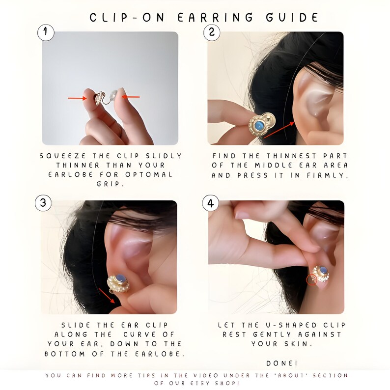 Ear Clip Example Clip on Earrings Red Velvet Bow Ear Clips | Non-pierced Ears | Jewelry ...