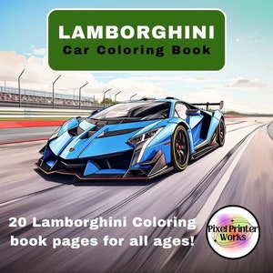 Lamborghini-kleurboek | 30 pagina's | Volwassenen, kinderen, Kleurboek, Lamborghini-auto, Autoliefhebber Kleurontwerpen, Digitale download