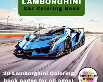 Lamborghini Car Coloring Book: 30 Pages (Digital Download)