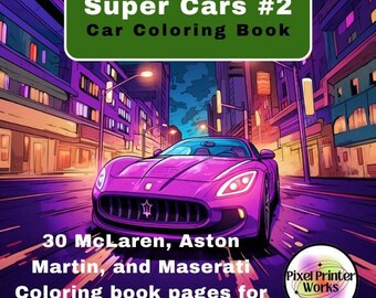 Super Cars Coloring Book | McLaren, Aston Martin, Maserati (Digital Download)