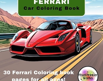 Ferrari Car Coloring Book | 30 Pages, Auto Enthusiast Designs (Digital Download)