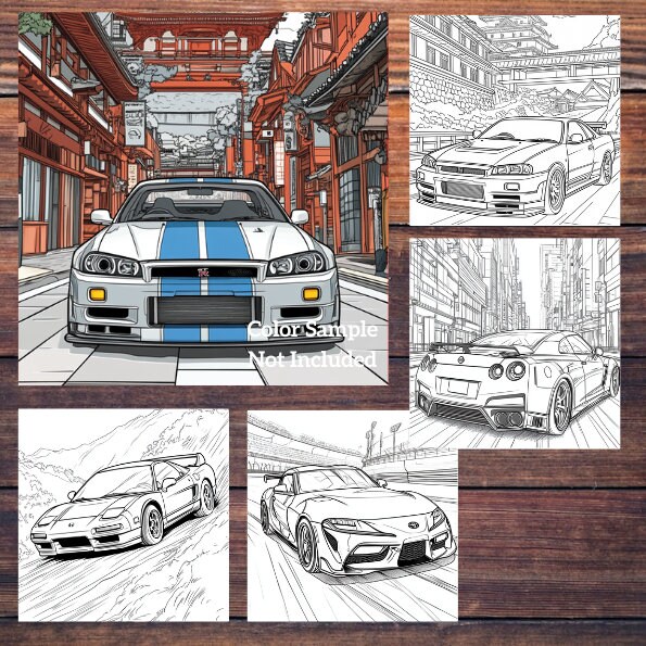 JDM Legends Car Coloring Book 20 Pages Adults, Kids, Coloring Book, JDM ...