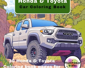 Honda & Toyota Car Coloring Book: 30 Pages (Digital Download)