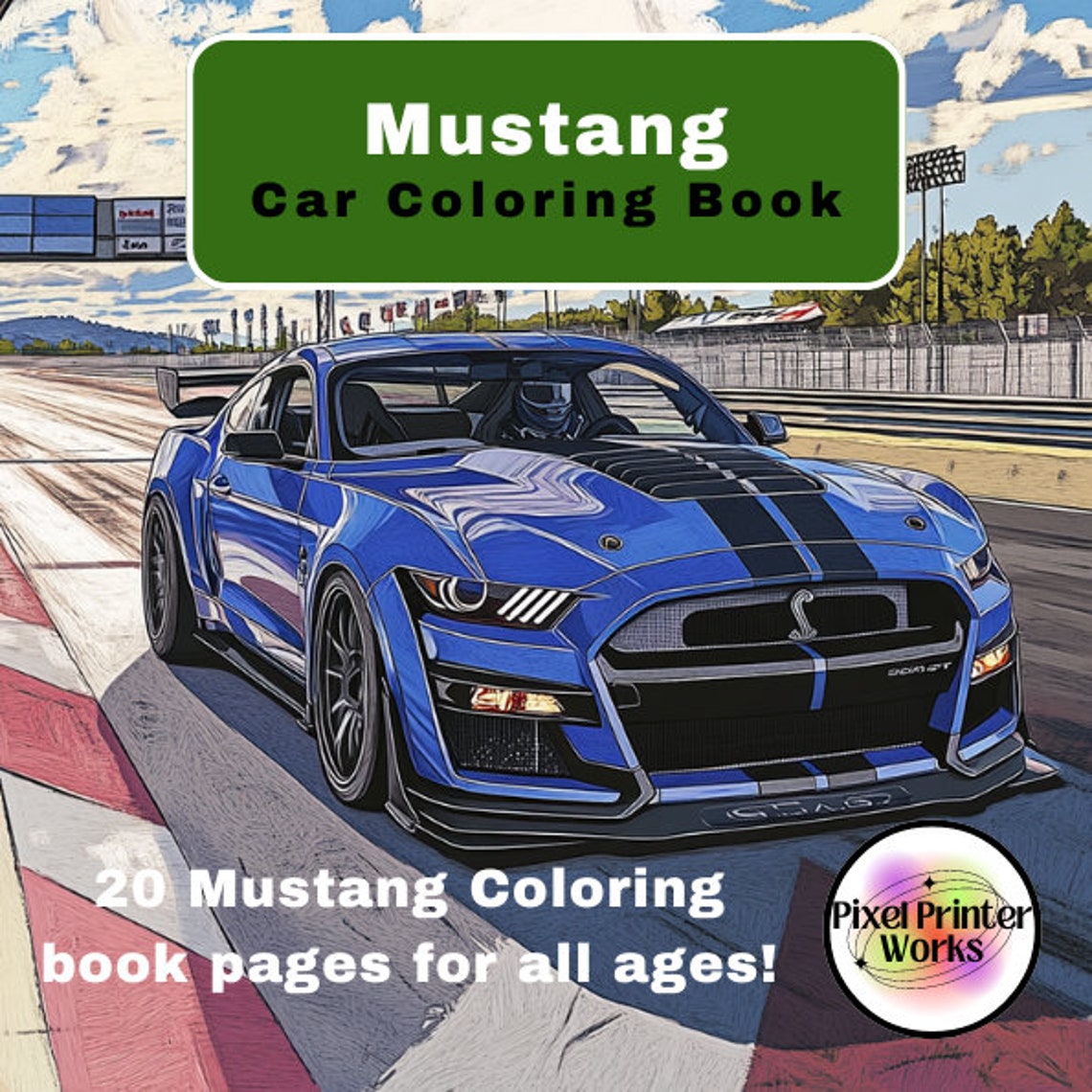 Mustang Coloring Book | 20 Pages | Adults, Kids, Coloring Book, Mustang ...