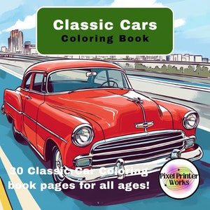 Classic Cars Coloring Book: 30 Pages (Digital Download)