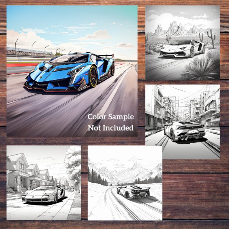 Lamborghini Coloring Book | 30 Pages | Adults, Kids, Coloring Book, Lamborghini Car, Auto ...