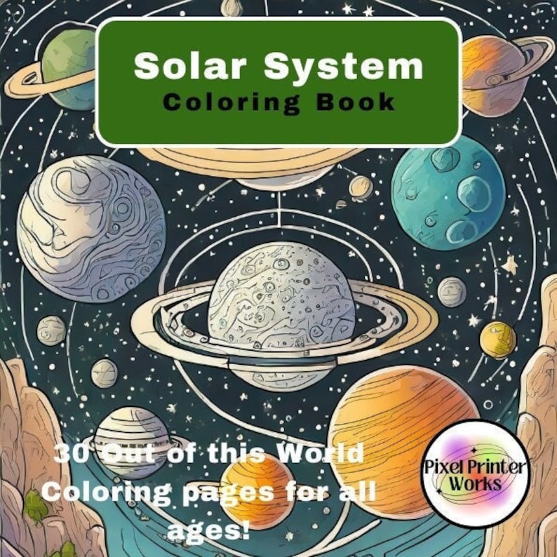 Solar System Coloring Book | 30 Pages | Adults, Kids, Coloring Book ...