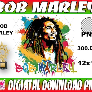Fichier PNG à téléchargement numérique Bob Marley 300.dpi