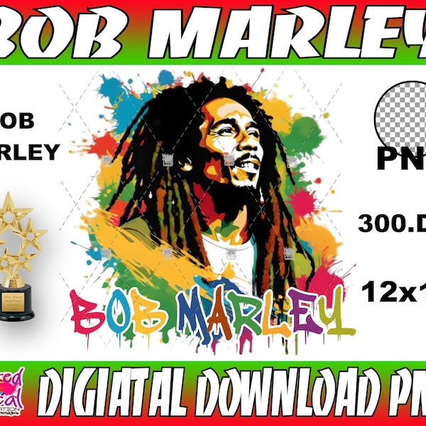 Bob Marley Digital Download PNG File 300.dpi