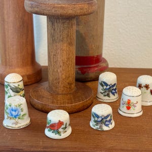 Porcelain Thimbles Birds and Flowers 7 to choose