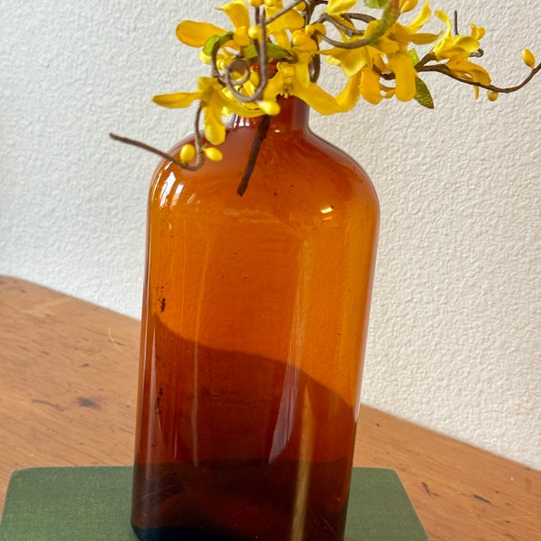 Vintage Amber Glass Bottle