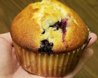 Jumbo Homemade Blueberry Muffins: Chocolate Chips, Streusel Options (6 per order)