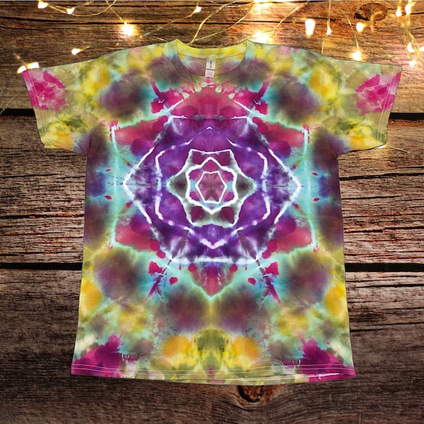 Adult Unisex Tie Dye Cotton Shirt - 'Lotus Bloom' Mandala - Unique - Gift for Adult, Friends - Festival, Casual, Concert Attire Holiday Gift