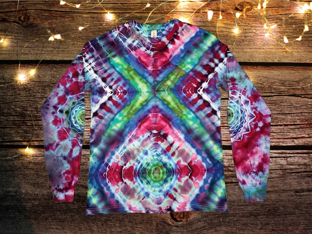 Adult Unisex Tie Dye Cotton Shirt Long Sleeve Mandala Etsy