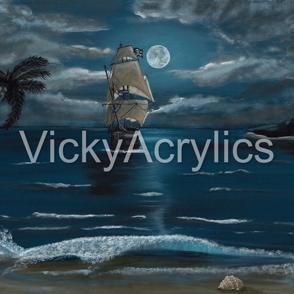 Digital Print of Original Acrylic Painting "Pirates' Cove" by Vicky Chowdhury