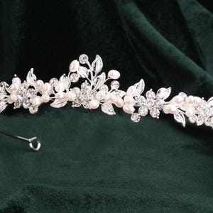 Bridal Tiara | Bridal Crown | Pearl Head Piece | Pearl Crown | Rhinestone Tiara | Wedding Head Piece | Wedding | Wedding Tiara