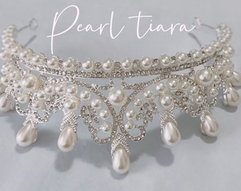 Bridal Tiara | Bridal Crown | Pearl Head Piece | Pearl Crown | Wedding Head Piece | Wedding | Wedding Tiara l Wedding Crown