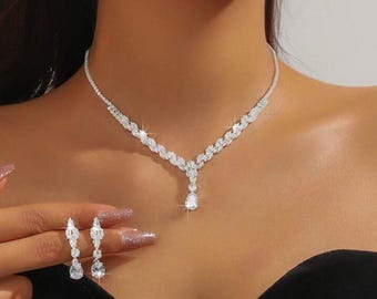 Bridal Jewelry set Bridesmaid Jewelry Wedding Jewelry Bridal Necklace Earrings set Drop Necklace and Earrings set Necklace and Earrings set