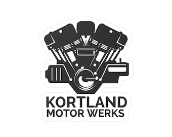 Kortland Motor Werks Engine Vinyl Sticker, Automotive Decal