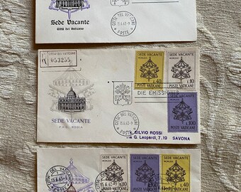 Set 3 envelope sed vacante, &quot;Sede Vacante&quot; Envelope of June 15, 1963 with Stamps: A Moment of Transition in Papal History