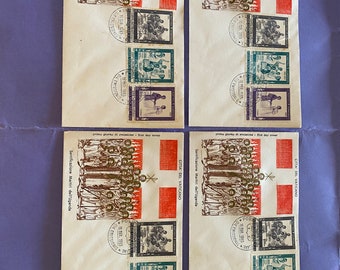 set 4 Envelope FDC Vatican City 03/16/1965, Die azionis poste vaticane, Sanctification of the Martyrs of Uganda, vintage stamps,