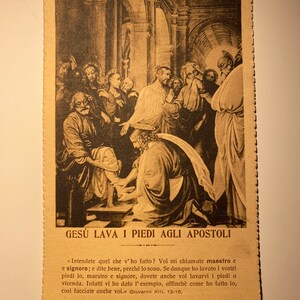 Cartolina vintage G. Ferrari 1840-1846, GESU lava i piedi agli apostoli, oggetti da collezionare,  artistica evangelica, francobolli