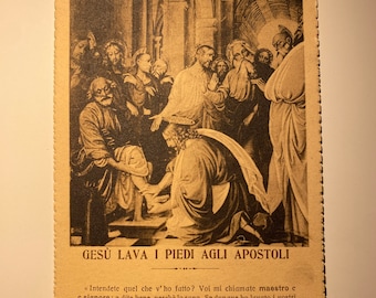 Vintage postcard G. Ferrari 1840-1846, JESUS washes the feet of the apostles, collectibles, evangelical art, stamps