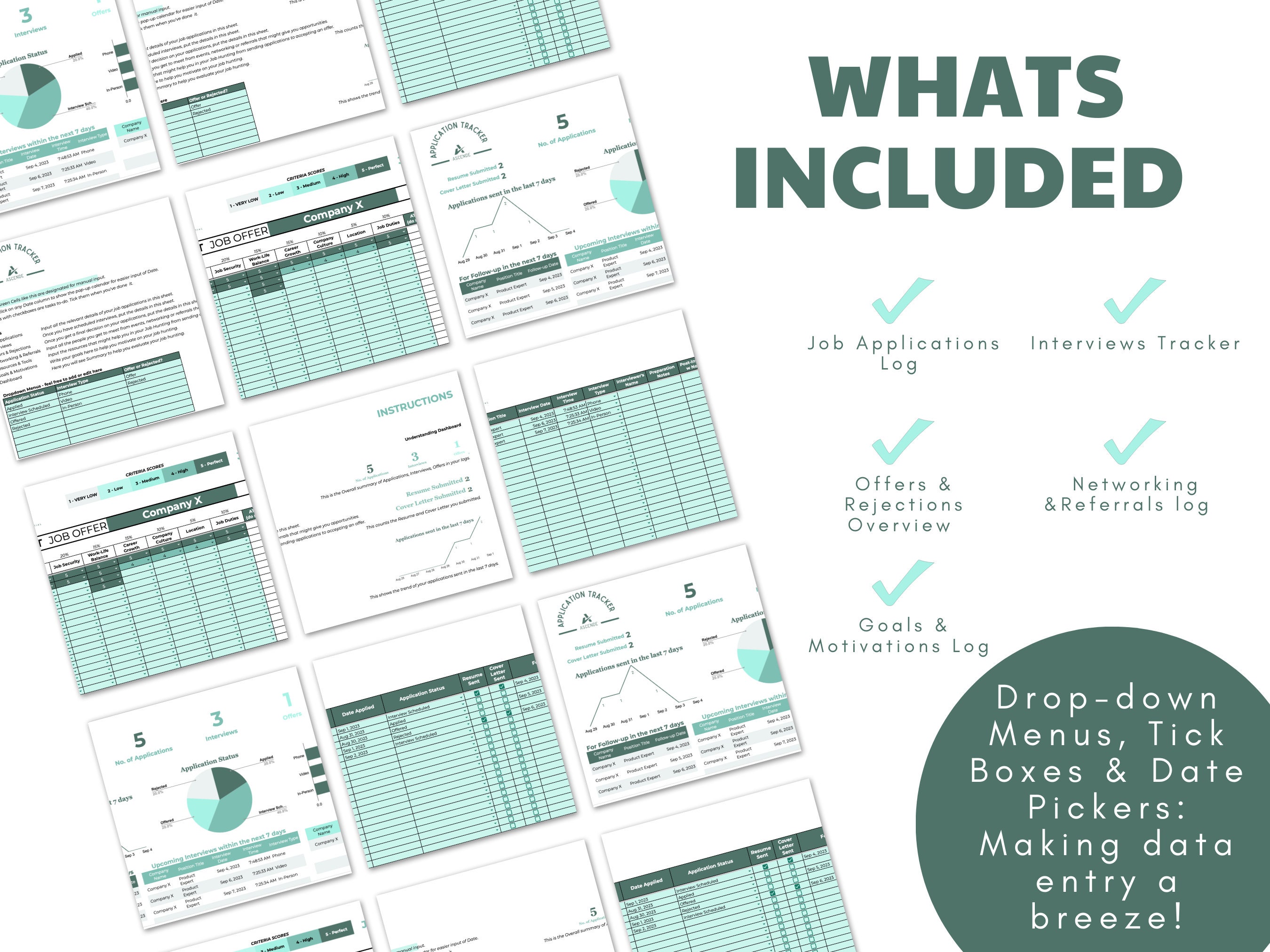 Job Search Tracker for Google Sheets Application, Interview, Automated