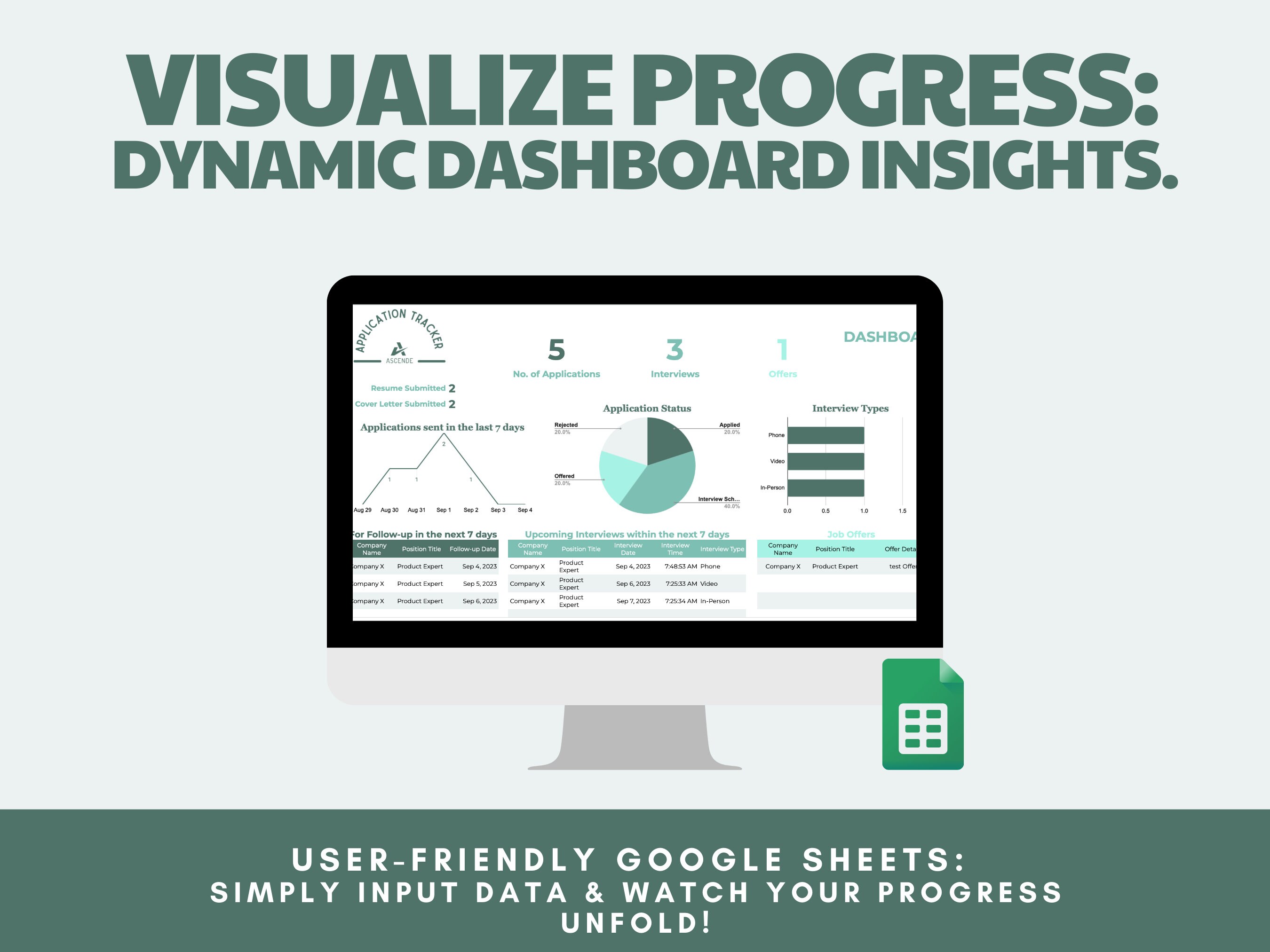 Job Search Tracker for Google Sheets Application, Interview, Automated